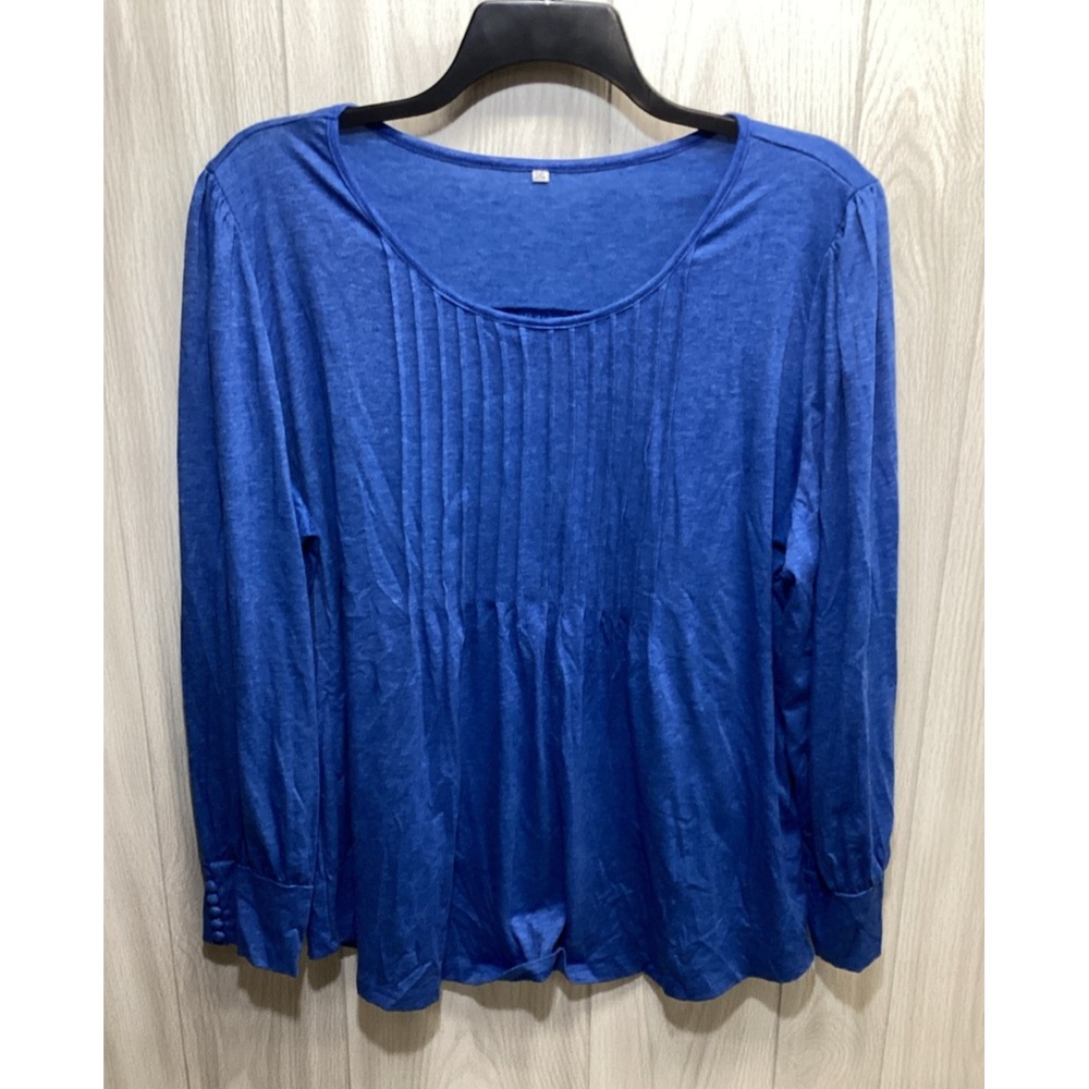 FICERD Women's‎ (Size 3XL) Long Sleeve Scoop Neck Shirt Front Accent Stretch